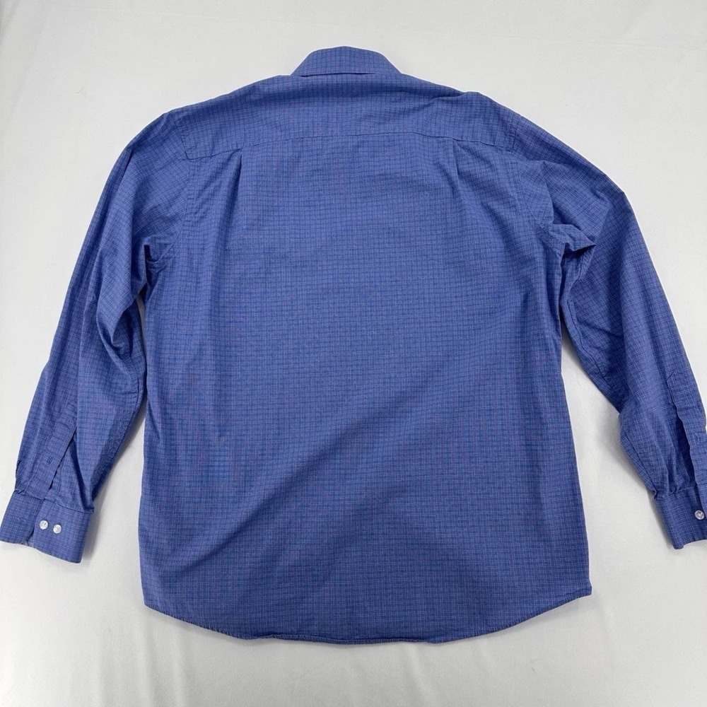 Nautica Mens Blue Micro Check Button Down Shirt Large Business Casual Preppy - Picture 6 of 8
